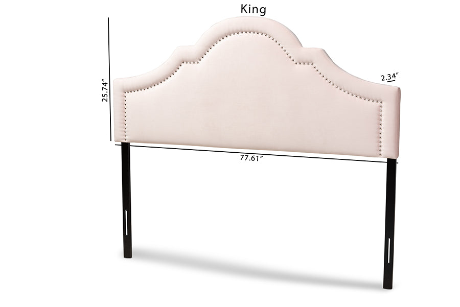 Baxton Studio Rita Modern and Contemporary Light Pink Velvet Fabric Upholstered Queen Size Headboard
