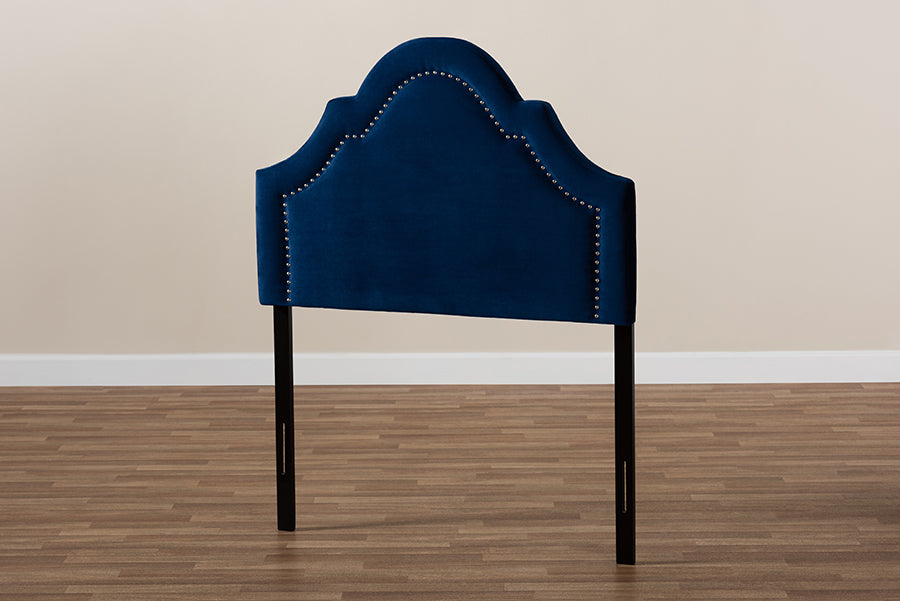 Baxton Studio Rita Modern and Contemporary Navy Blue Velvet Fabric Upholstered Twin Size Headboard