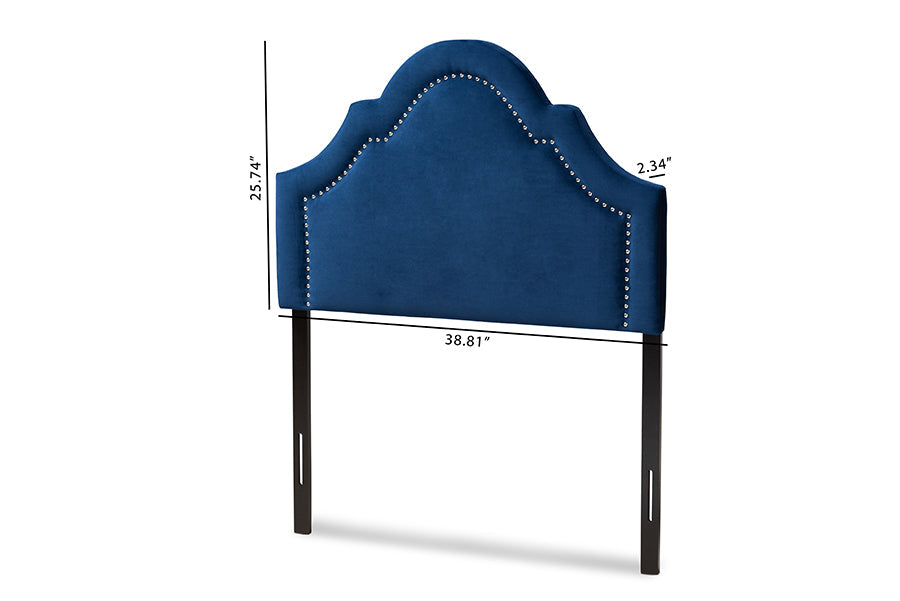 Baxton Studio Rita Modern and Contemporary Navy Blue Velvet Fabric Upholstered Twin Size Headboard