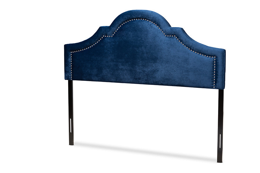 Baxton Studio Rita Modern and Contemporary Navy Blue Velvet Fabric Upholstered Queen Size Headboard