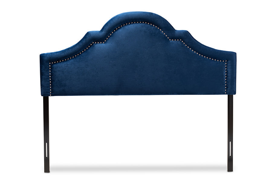 Baxton Studio Rita Modern and Contemporary Navy Blue Velvet Fabric Upholstered Queen Size Headboard