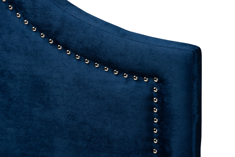 Baxton Studio Rita Modern and Contemporary Navy Blue Velvet Fabric Upholstered Queen Size Headboard