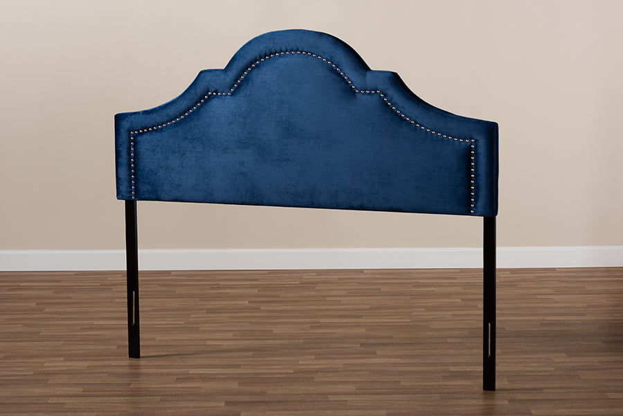 Baxton Studio Rita Modern and Contemporary Navy Blue Velvet Fabric Upholstered Queen Size Headboard