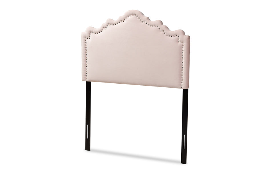 Baxton Studio Nadeen Modern and Contemporary Light Pink Velvet Fabric Upholstered Twin Size Headboard