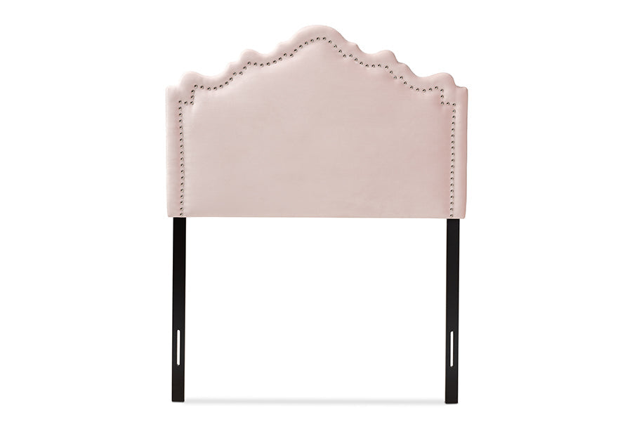 Baxton Studio Nadeen Modern and Contemporary Light Pink Velvet Fabric Upholstered Twin Size Headboard