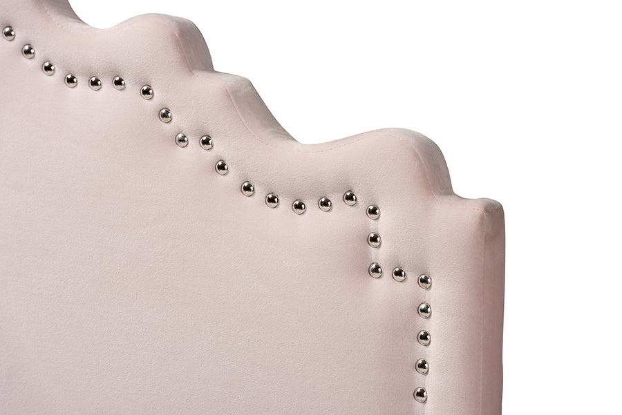 Baxton Studio Nadeen Modern and Contemporary Light Pink Velvet Fabric Upholstered Twin Size Headboard