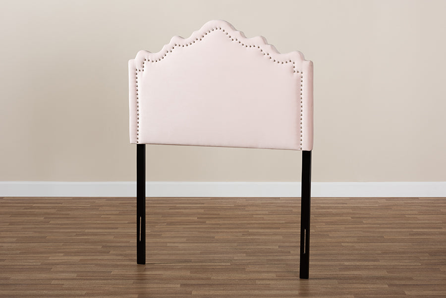 Baxton Studio Nadeen Modern and Contemporary Light Pink Velvet Fabric Upholstered Twin Size Headboard