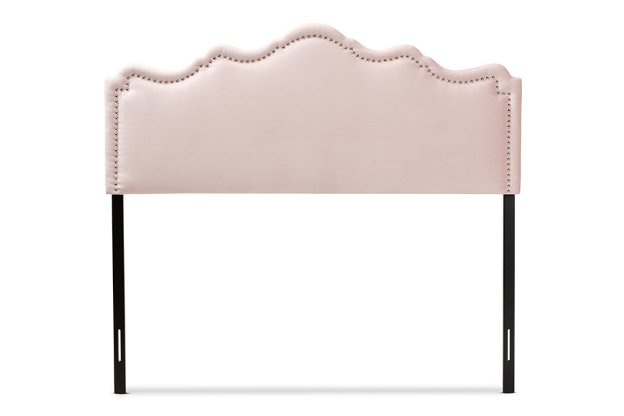 Baxton Studio Nadeen Modern and Contemporary Light Pink Velvet Fabric Upholstered King Size Headboard