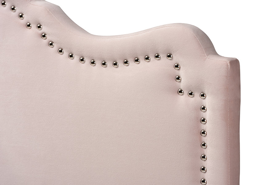 Baxton Studio Nadeen Modern and Contemporary Light Pink Velvet Fabric Upholstered King Size Headboard