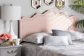 Baxton Studio Nadeen Modern and Contemporary Light Pink Velvet Fabric Upholstered Queen Size Headboard