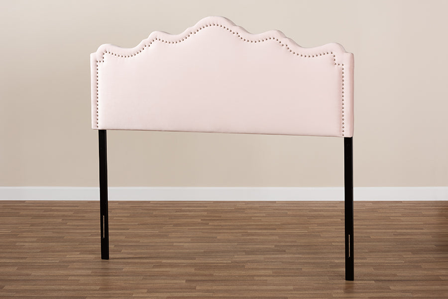 Baxton Studio Nadeen Modern and Contemporary Light Pink Velvet Fabric Upholstered King Size Headboard