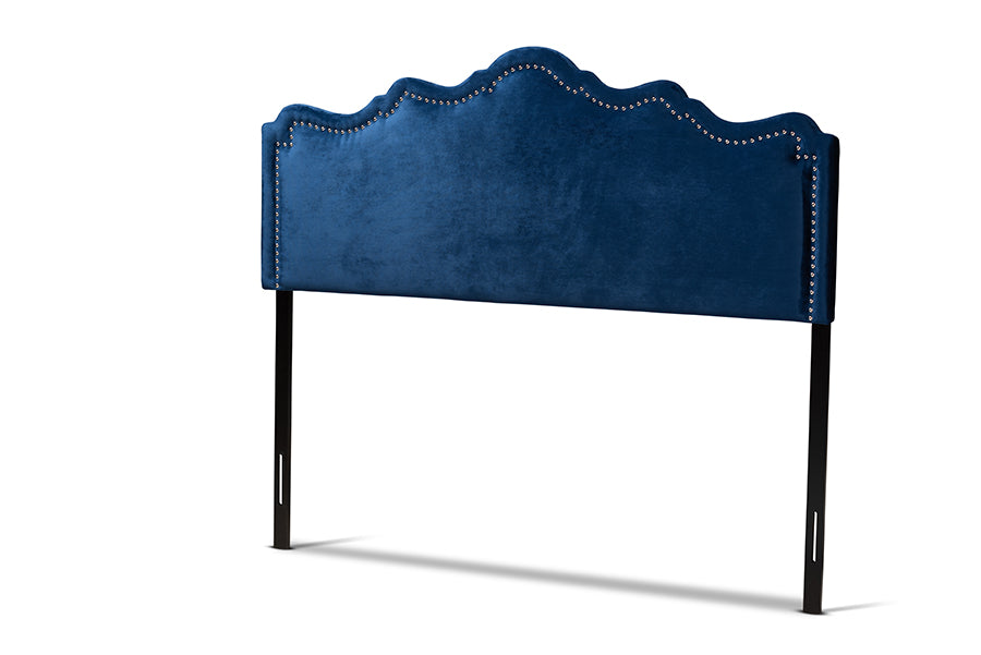 Baxton Studio Nadeen Modern and Contemporary Royal Blue Velvet Fabric Upholstered King Size Headboard