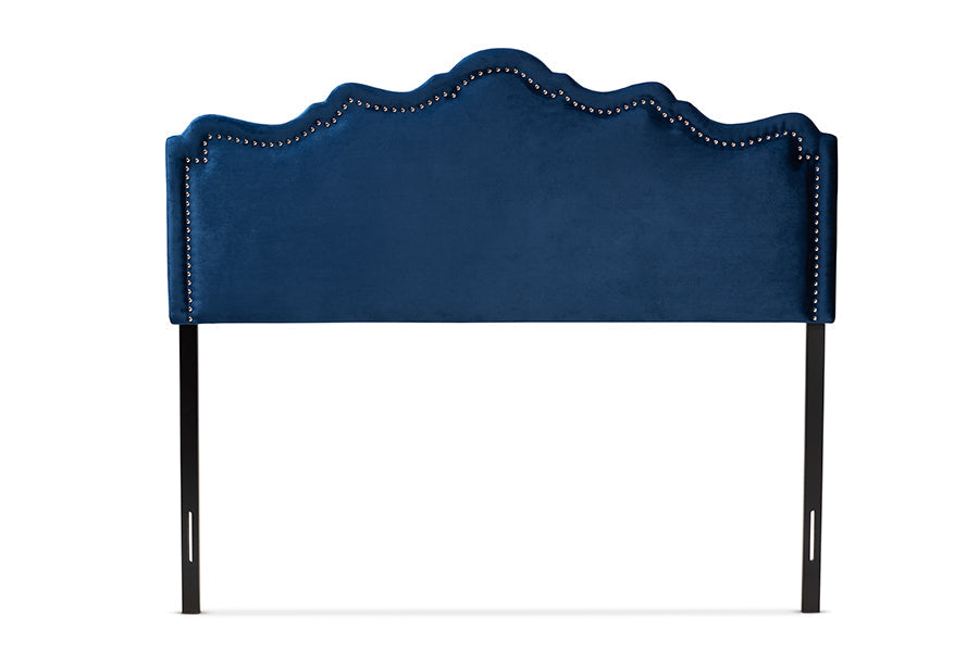 Baxton Studio Nadeen Modern and Contemporary Royal Blue Velvet Fabric Upholstered King Size Headboard