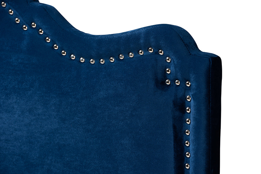 Baxton Studio Nadeen Modern and Contemporary Royal Blue Velvet Fabric Upholstered Full Size Headboard