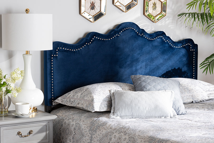 Baxton Studio Nadeen Modern and Contemporary Royal Blue Velvet Fabric Upholstered King Size Headboard