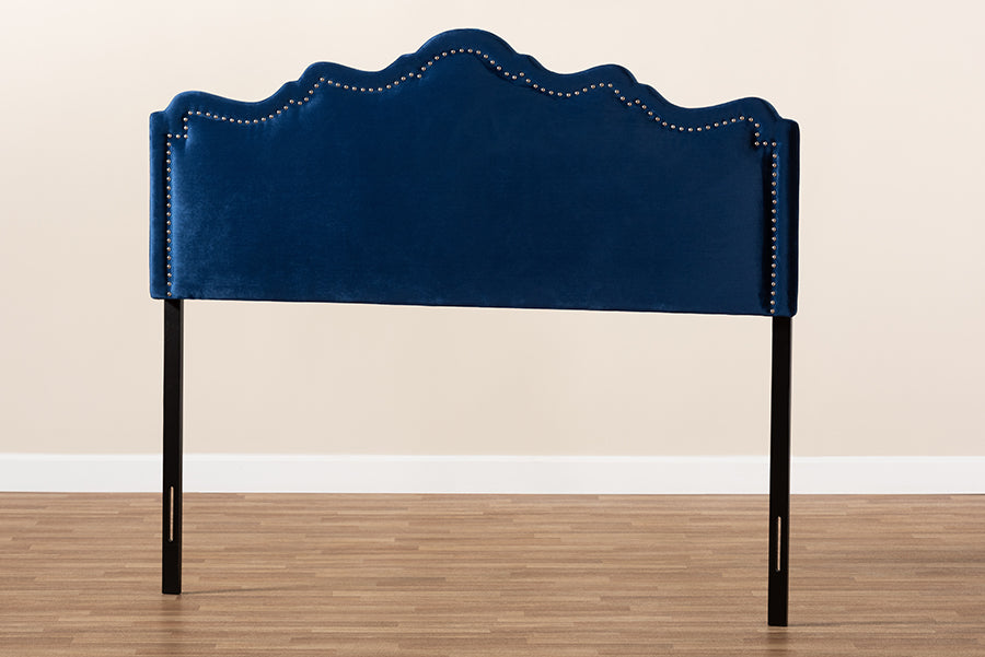 Baxton Studio Nadeen Modern and Contemporary Royal Blue Velvet Fabric Upholstered King Size Headboard