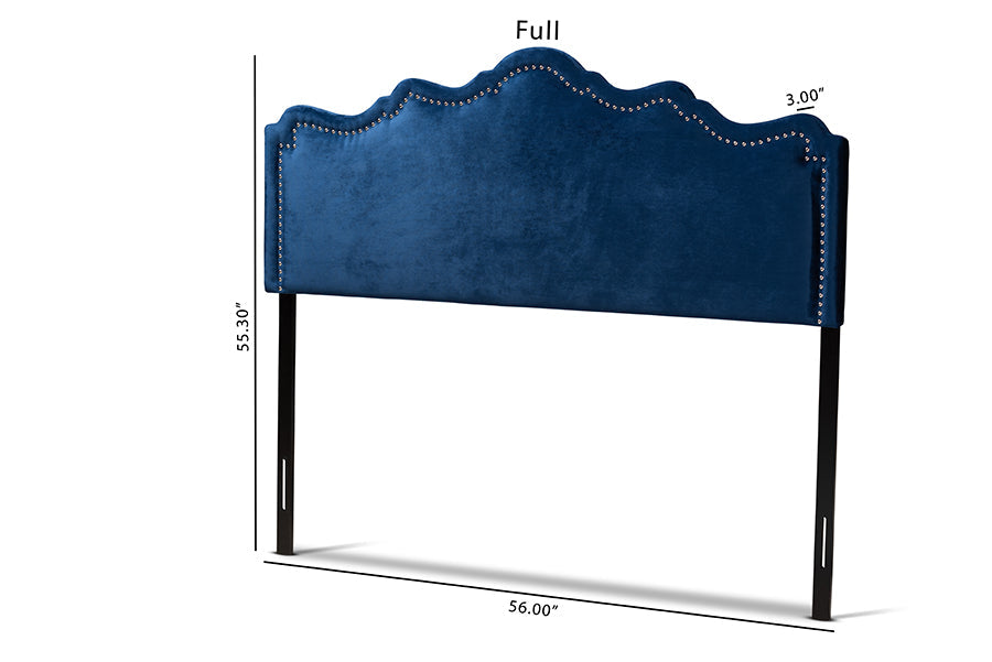 Baxton Studio Nadeen Modern and Contemporary Royal Blue Velvet Fabric Upholstered Queen Size Headboard