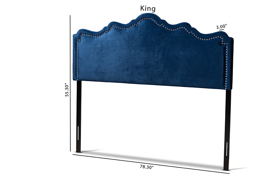 Baxton Studio Nadeen Modern and Contemporary Royal Blue Velvet Fabric Upholstered King Size Headboard