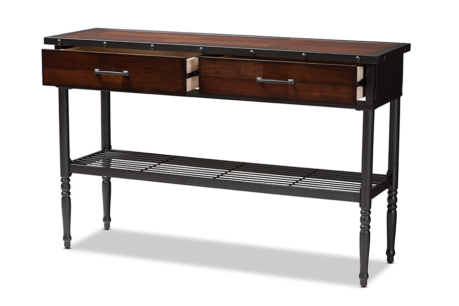 Baxton Studio Jana Vintage Industrial Walnut-Finished Wood 2-Drawer Dining Room Server