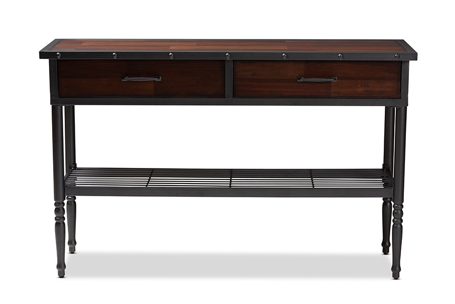 Baxton Studio Jana Vintage Industrial Walnut-Finished Wood 2-Drawer Dining Room Server