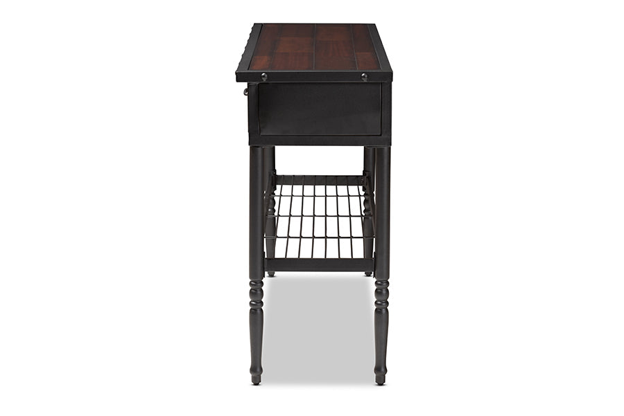 Baxton Studio Jana Vintage Industrial Walnut-Finished Wood 2-Drawer Dining Room Server