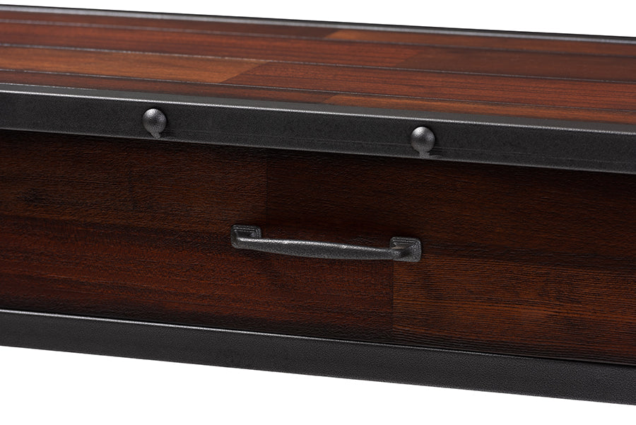 Baxton Studio Jana Vintage Industrial Walnut-Finished Wood 2-Drawer Dining Room Server