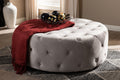 Baxton Studio Cardiff Transitional Grey Velvet Fabric Upholstered Button Tufted Cocktail Ottoman