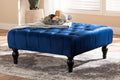 Baxton Studio Keswick Transitional Blue Velvet Fabric Upholstered Button Tufted Cocktail Ottoman