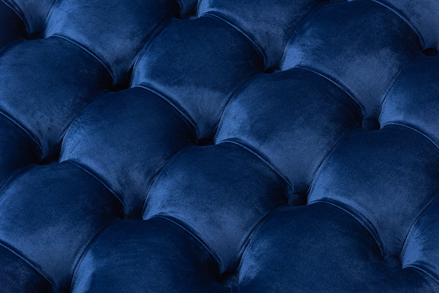 Baxton Studio Iglehart Modern and Contemporary Royal Blue Velvet Fabric Upholstered Tufted Cocktail Ottoman