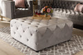 Baxton Studio Calvetti Modern and Contemporary Slate Gray Velvet Fabric Upholstered Button-Tufted Cocktail Ottoman
