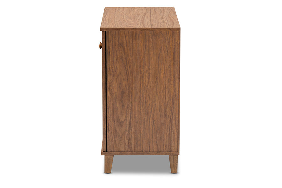 Baxton Studio Coolidge Modern and Contemporary Walnut Finished 4-Shelf Wood Shoe Storage Cabinet