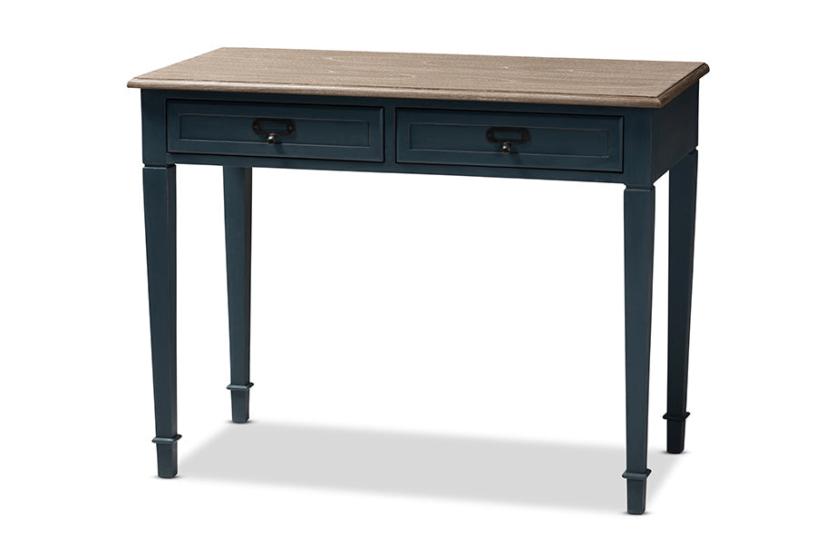 Baxton Studio Dauphine French Provincial Spruce Blue Accent Writing Desk