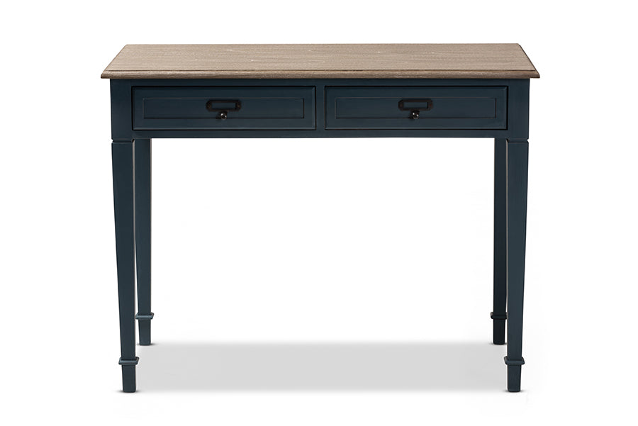 Baxton Studio Dauphine French Provincial Spruce Blue Accent Writing Desk