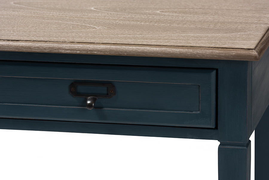 Baxton Studio Dauphine French Provincial Spruce Blue Accent Writing Desk