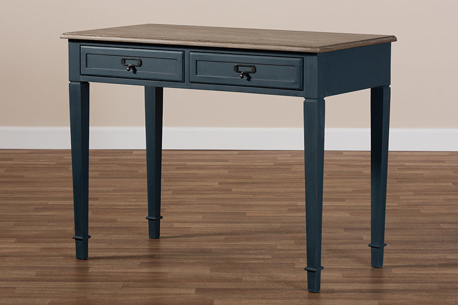 Baxton Studio Dauphine French Provincial Spruce Blue Accent Writing Desk