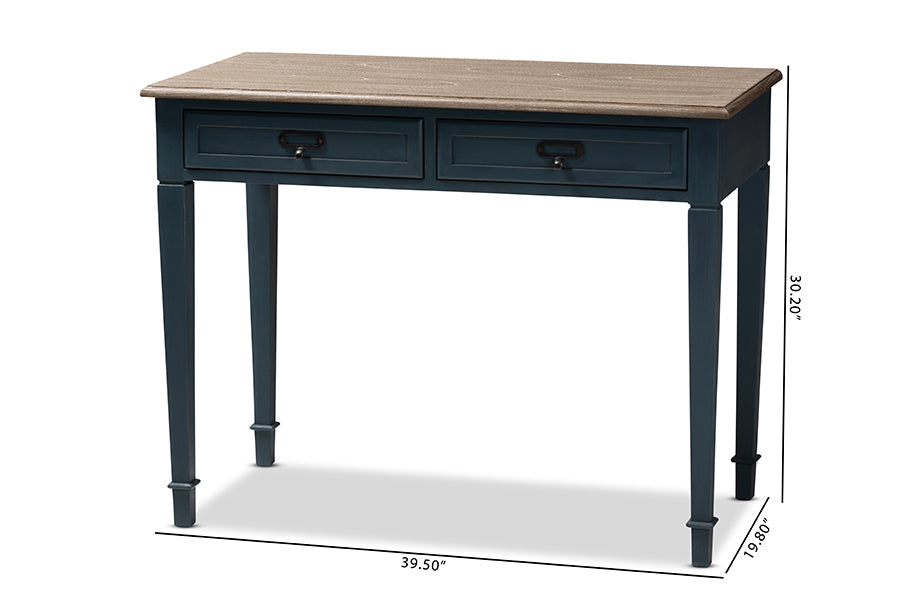 Baxton Studio Dauphine French Provincial Spruce Blue Accent Writing Desk