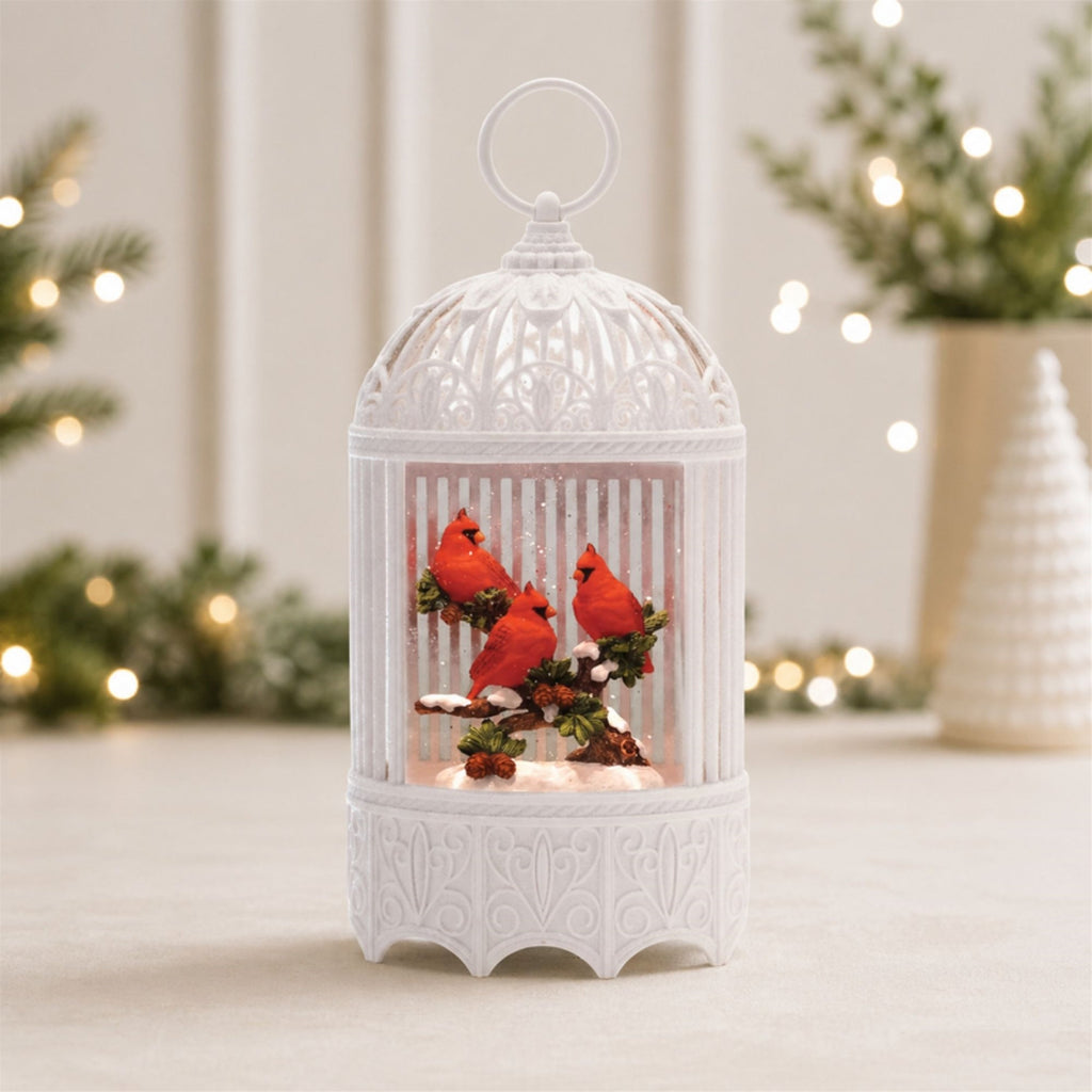 LED Cardinal Branch Snow Globe 11"H