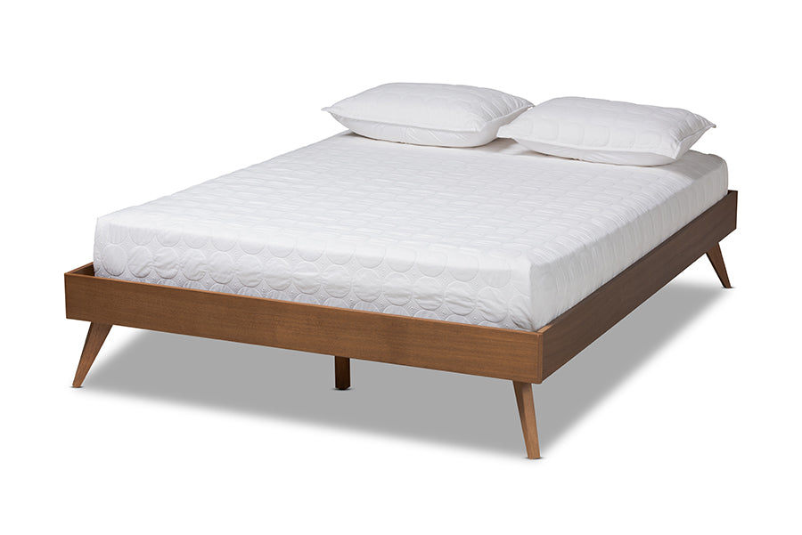 Baxton Studio Lissette Mid-Century Modern Walnut Brown Finished Wood King Size Platform Bed Frame
