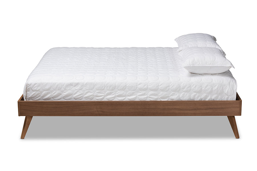 Baxton Studio Lissette Mid-Century Modern Walnut Brown Finished Wood King Size Platform Bed Frame