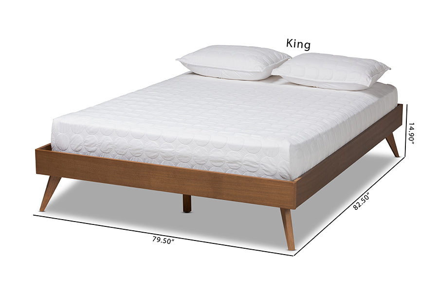 Baxton Studio Lissette Mid-Century Modern Walnut Brown Finished Wood King Size Platform Bed Frame