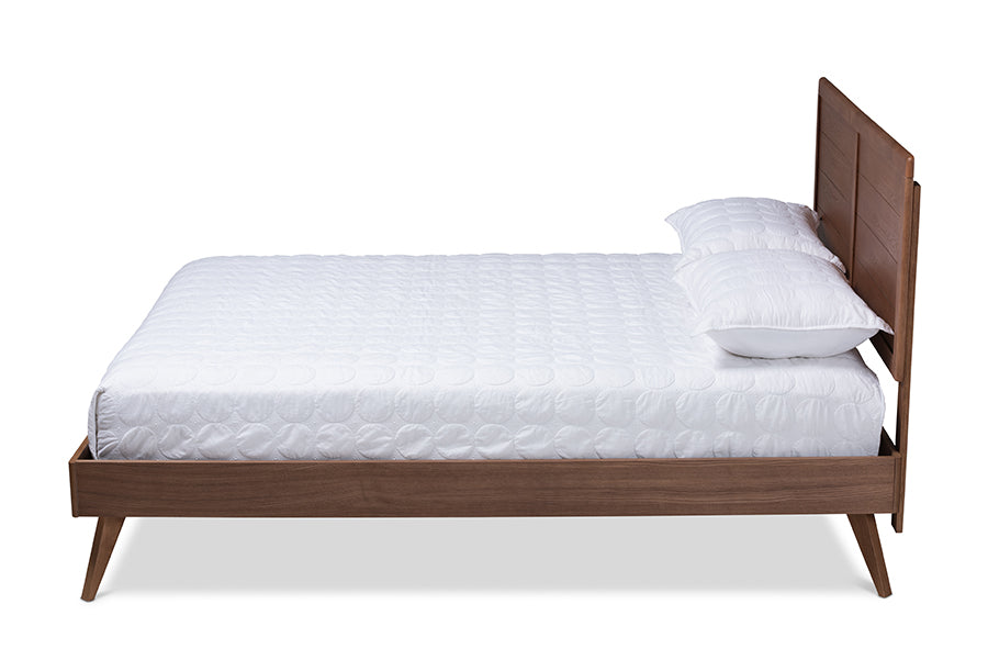 Baxton Studio Artemis Mid-Century Modern Walnut Brown Finished Wood Full Size Platform Bed