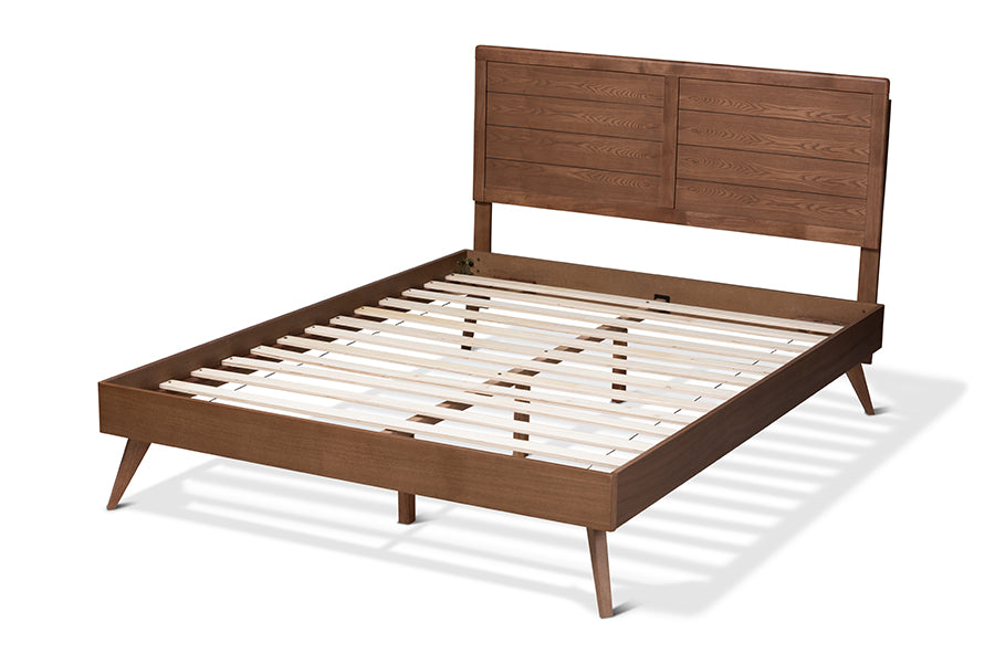 Baxton Studio Artemis Mid-Century Modern Walnut Brown Finished Wood Full Size Platform Bed