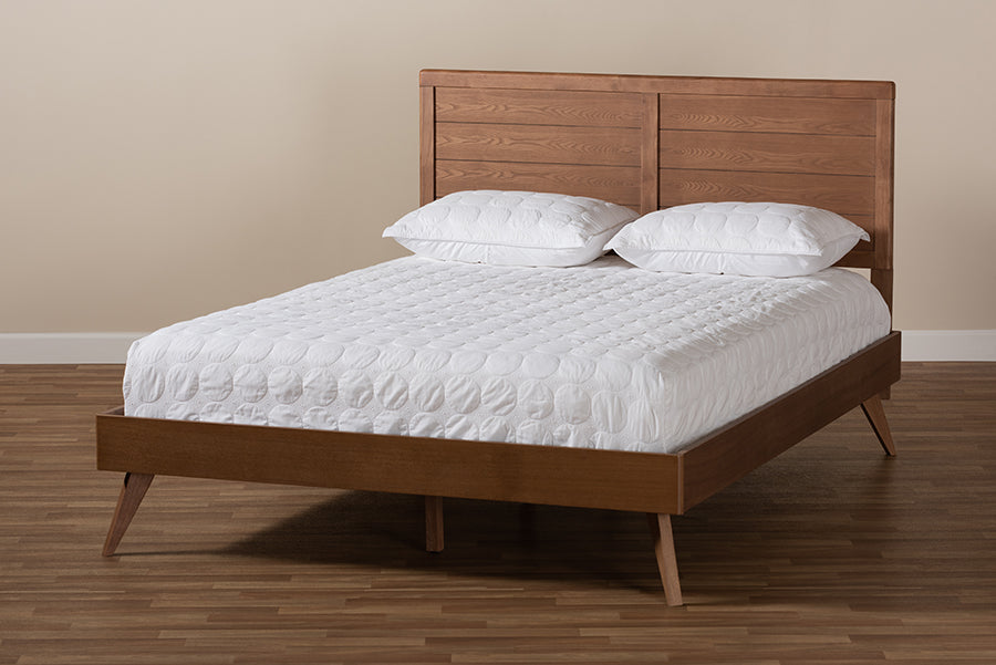 Baxton Studio Artemis Mid-Century Modern Walnut Brown Finished Wood Full Size Platform Bed