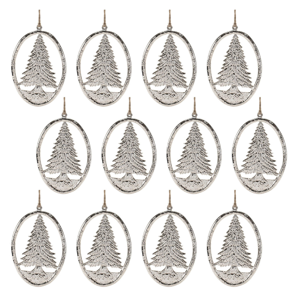 Etched Metal Pine Tree Ornament (Set of 12)
