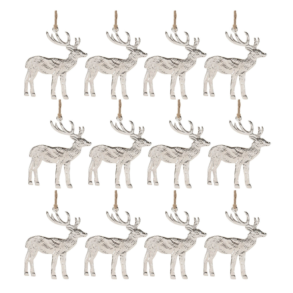 Etched Metal Deer Ornament (Set of 12)