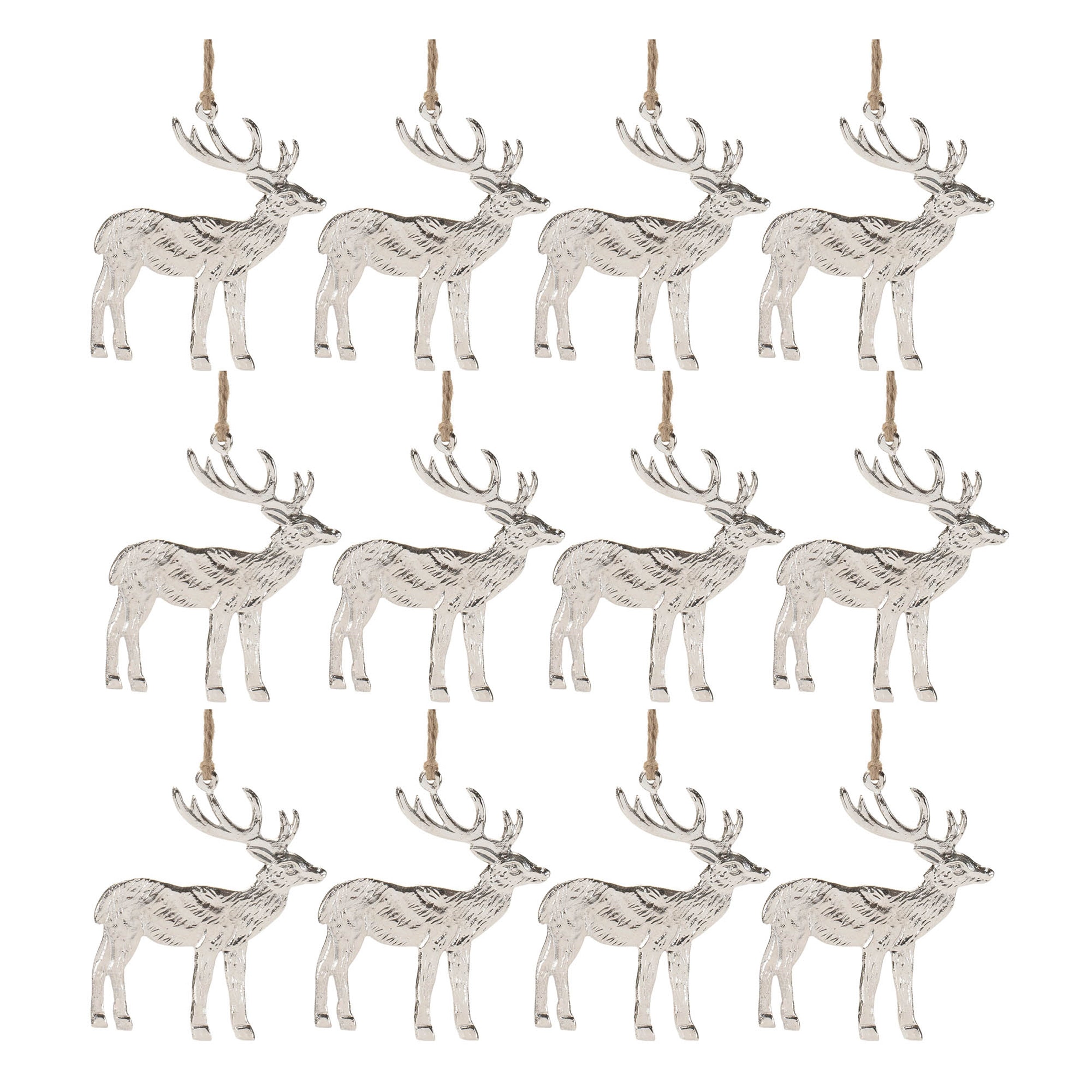 Etched Metal Deer Ornament (Set of 12)