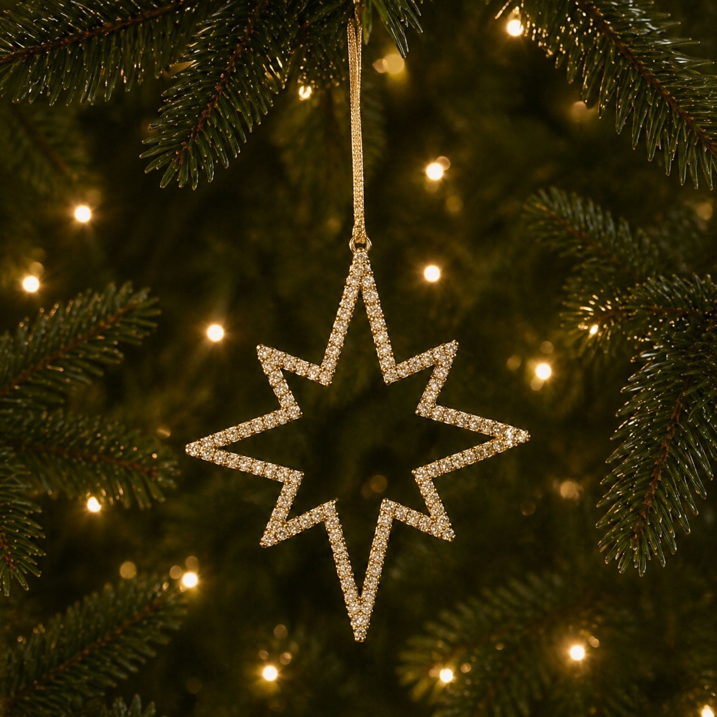 Jeweled Metal Star Ornament (Set of 12)