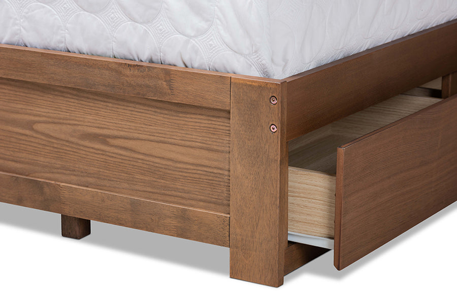 Baxton Studio Aras Modern and Contemporary Transitional Ash Walnut Brown Finished Wood Full Size 3-Drawer Platform Storage Bed