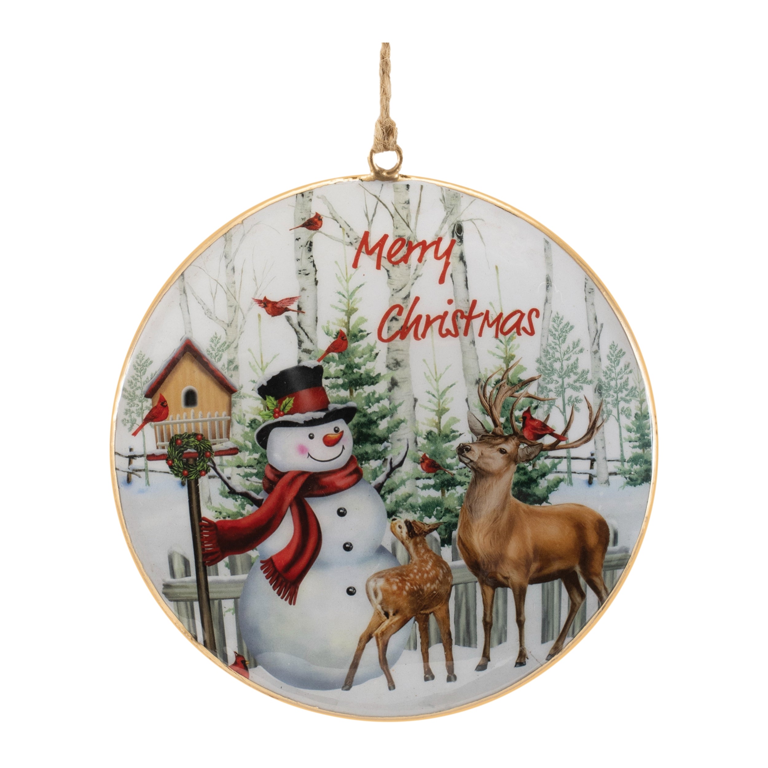 Merry Christmas Woodland Disc Ornament (Set of 6)