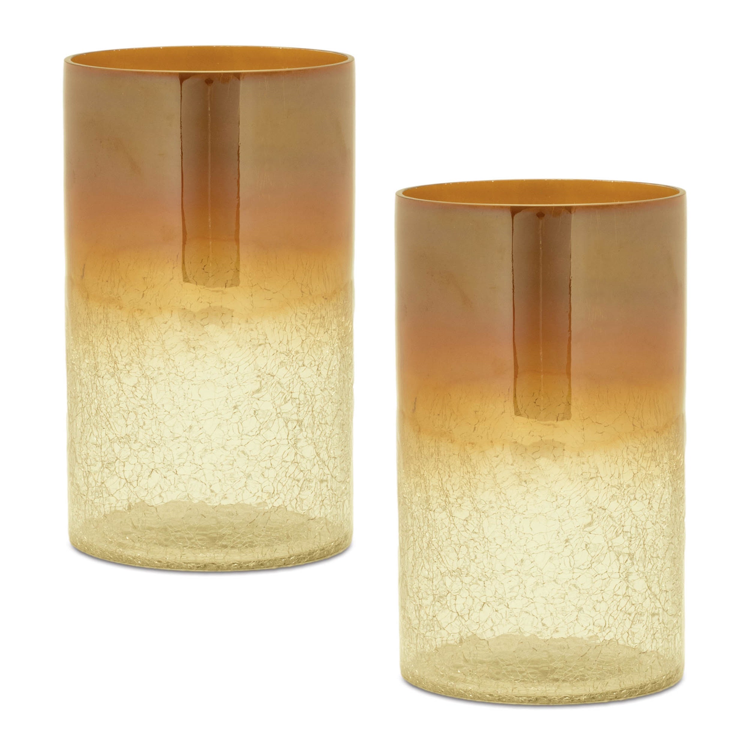 Gold Ombre Crackle Glass Vase (Set of 2)